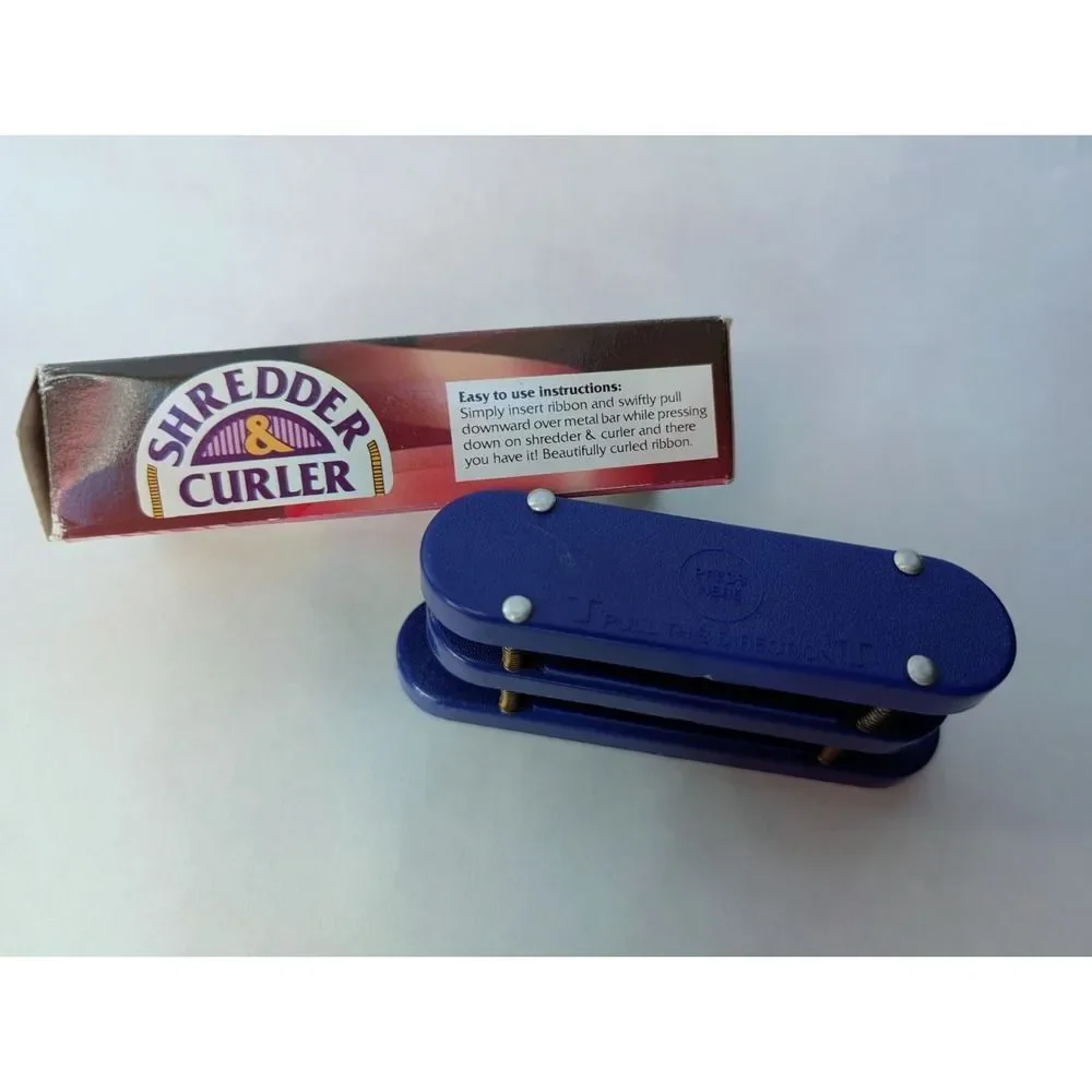 Vintage Giftco Brand 2 In 1 Ribbon Shredder & Curler Used With Box - Blue
